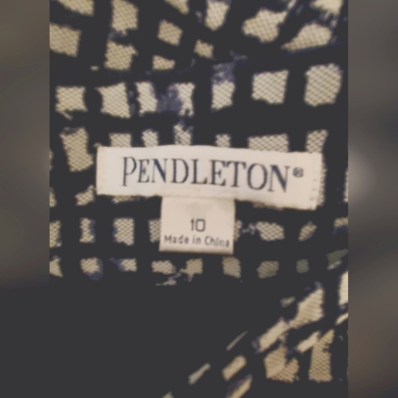 PENDLETON A Line Flowy Mid Calf Length Midi Skirt Size 10 Navy & White - Picture 7 of 9